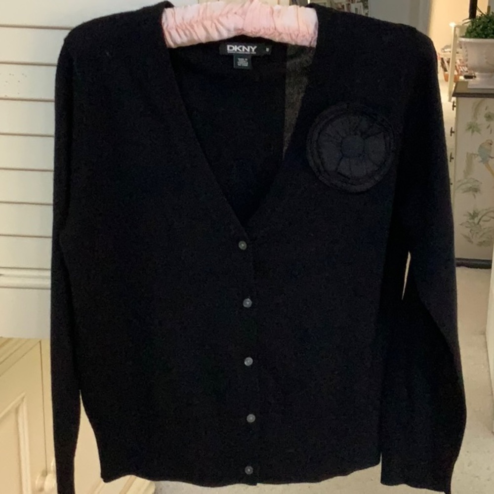 Black cardigan sweater size medium.  DKNY  Perfect condition.